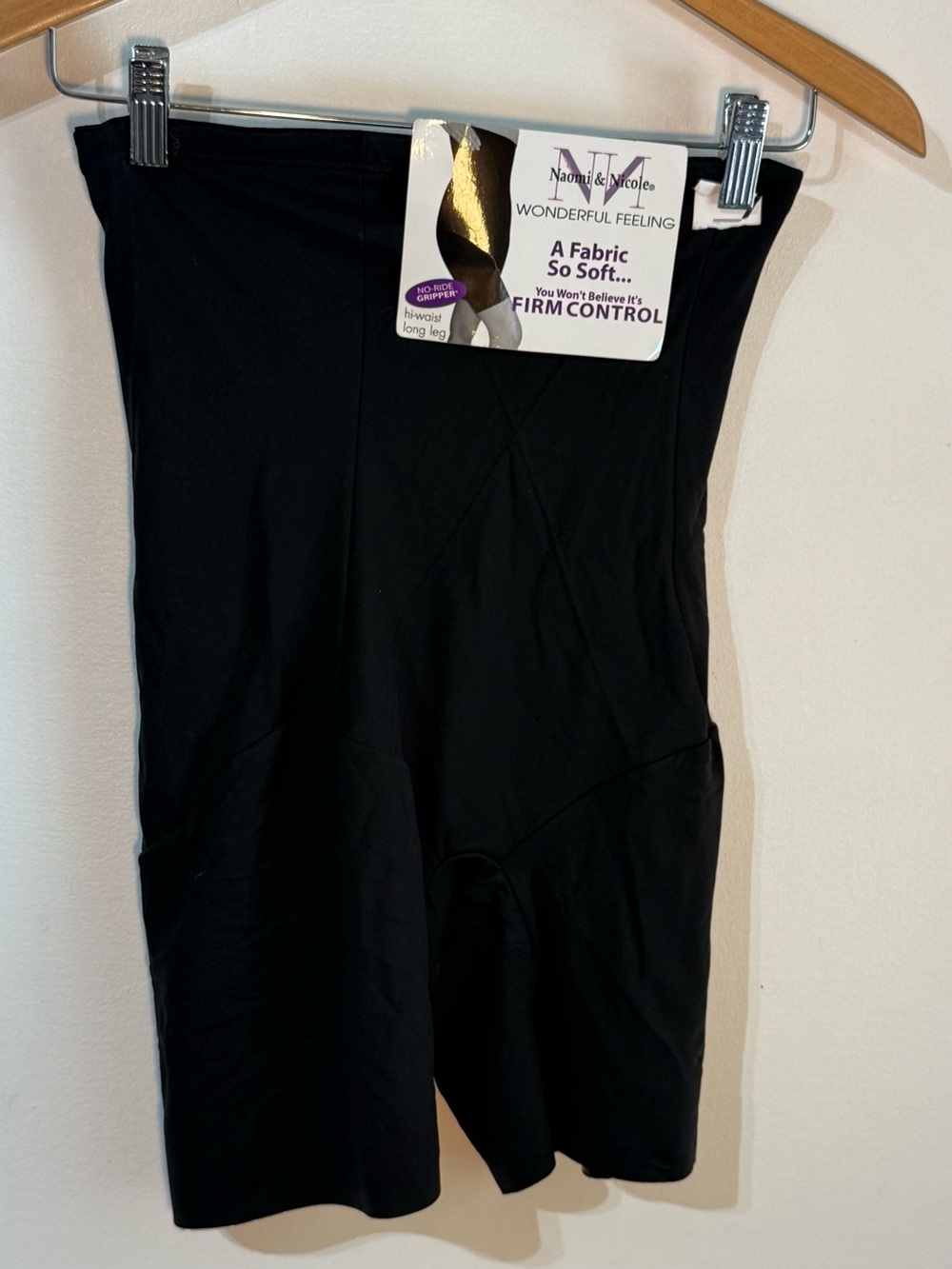 Naomi & Nicole Black Firm Control High-Waist Shapewear Shorts long leg 2XL